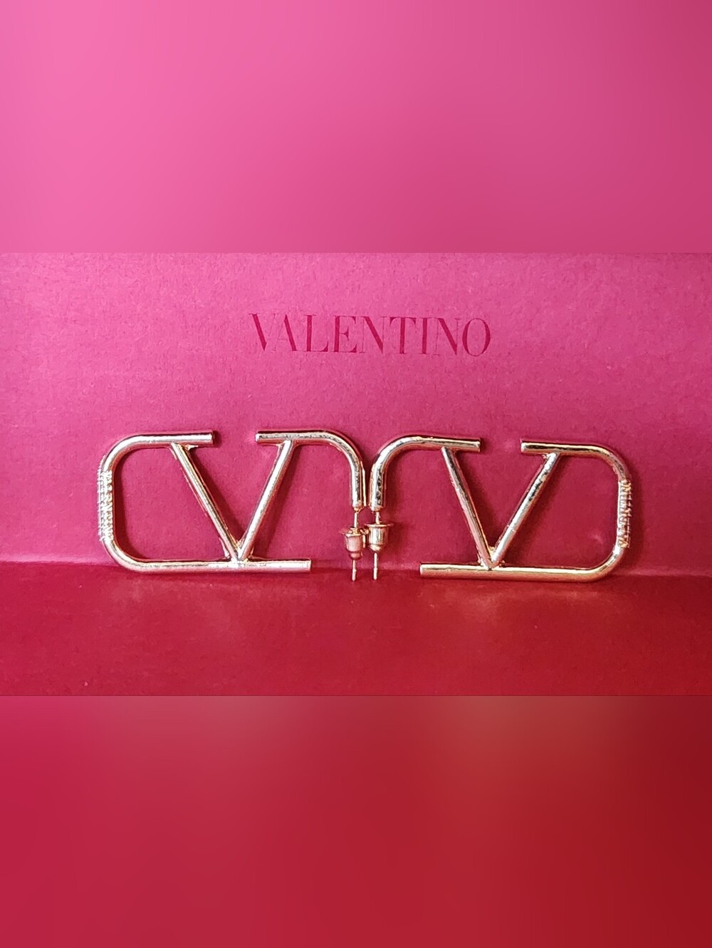 Valentino Gold V Logo Stud Earrings